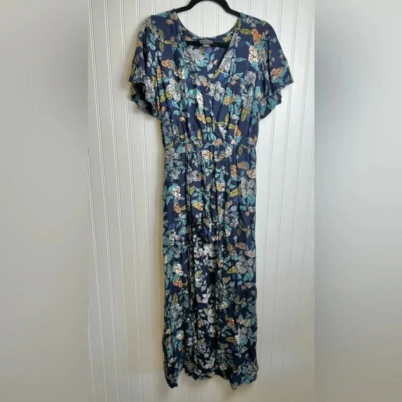Angie Navy Floral Romper/Maxi Dress Size Large A48 - Picture 1 of 8